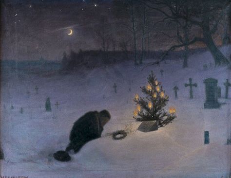 Otto Hesselbom Dark Christmas, Christmas Paintings, Classical Art, Pics Art, Pretty Art, Christmas Eve, Classic Art, Dark Fantasy, Aesthetic Art