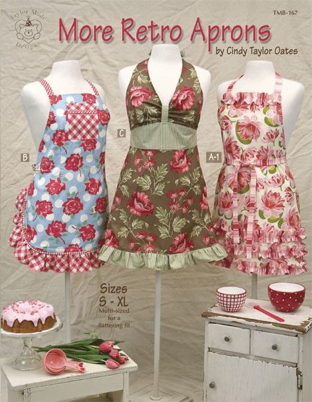 Retro Apron Patterns, Free Apron Pattern, Vintage Apron Pattern, Pretty Apron, Sewing Pattern Book, Apron Vintage, Diy Apron, Apron Pattern, Apron Sewing Pattern