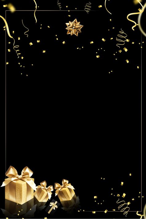 Golden Invitation Black Background New Year Gift Card, Happy New Year Photos, Golden Invitation, Gif Card, Background New Year, Black And Gold Invitations, Christmas Invite, New Year Background, Background Birthday