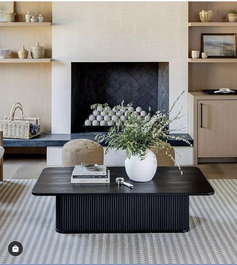 Black Square Coffee Table Living Room, Large Modern Coffee Table, Black Circle Coffee Table Living Room, Styling Black Coffee Table, Modern Rectangle Coffee Table, Large Black Coffee Table, Diy Black Coffee Table, Black Coffee Table Decor Ideas, Black Coffee Table Styling