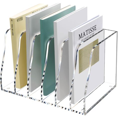 PRICES MAY VARY. 🗂️LARGE CAPACITY FILE SHELF: 6 compartments measuring 10.35" x 6.73" x 6.29", can be used as a file organiser, bookshelf, binder organiser, perfect for storing files, magazines, archives, letters, books, binders, folders, mail, eyeshadow palettes and more. The open design also allows you to store larger types of documents! 🗂️STURDY AND DURABLE FILE ORGANISING SHELF: The file organizer is made of high quality PMMA acrylic material, overall 5mm thickness, sturdy and durable, han File Shelf, Desk File Organizer, Desktop File Organizer, Book Shelf Decor, Magazine File Holders, Accessories Organization, Family Organization, Acrylic Desk, Workspace Desk