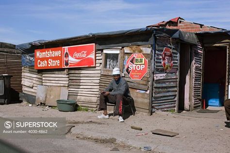 Spaza Shop, Squatter Camp, African Shop, Shanty Town, African House, Derelict Buildings, Africa Photography, Brutalism Architecture, Prepper Survival