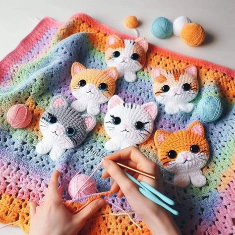 Crochet Cat Blanket, Crochet Blanket Baby, Crochet Pot Holders Free Pattern, Crochet Cardigan Free, Baby Cardigan Pattern, Crochet Animal Amigurumi, Creative Knitting, Crochet Baby Cardigan, Cat Blanket