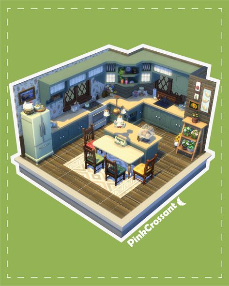 Sims 4 Cottage, Sims 4 Houses Layout, Sims 4 Kitchen, Sims 4 Challenges, Cottage Room, House Games, Sims 4 House Design, Sims House Design, Cottage Kitchens