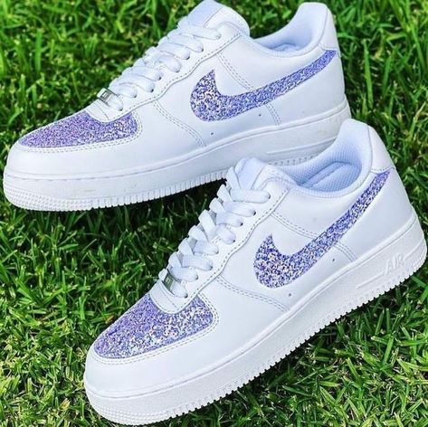 Blue Nike Air Force 1, Blue Nike Air Force, Quinceanera Shoes, Blue Nike Air, Nike Air Force 1 White, Custom Sneakers Diy, Diy Sneakers, Trendy Shoes Sneakers, Jordan Shoes Girls