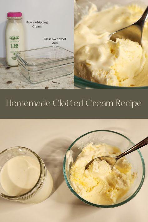 Clotted Cream Crockpot, Homemade Clotted Cream, Easy Clotted Cream Recipe, Recipes With Clotted Cream, How To Make Clotted Cream, Clotted Cream Recipe, Clotted Cream Recipes, Devonshire Cream, British Foods