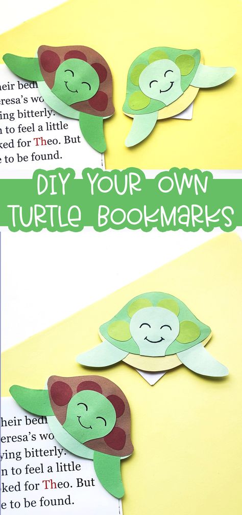 DIY turtle bookmarks Sea Turtle Crafts For Toddlers, Preschool Turtle Craft, Turtle Diy Crafts, Turtle Crafts For Preschoolers, Turtle Crafts For Kids, Turtle Template, Turtle Bookmark, Turtle Classroom, Sea Turtle Craft