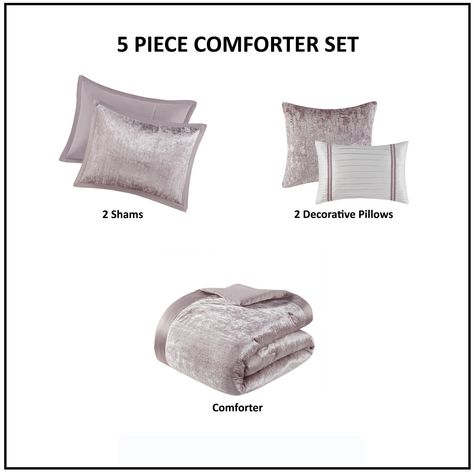 Madison Park Reagan 5 Piece Crinkle Velvet Comforter Set - Bed Bath & Beyond - 39906291 Velvet Comforter, Bedding Ideas, Set Bed, Madison Park, Bedding Stores, Comforter Set, California King, Crushed Velvet, Comforter Sets