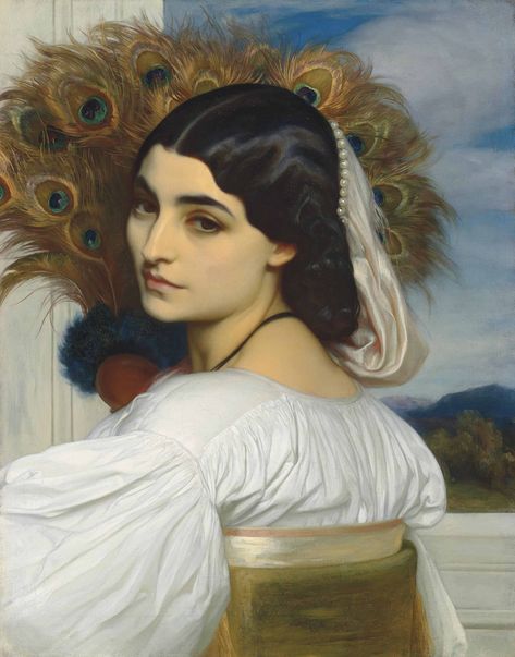 Frederic, Lord Leighton, P.R.A. (1830-1896). Pavonia. 20 7/8 x 16 3/8 in. Shown at the London International Exhibition of 1862. Frederick Leighton, Frederic Leighton, Pre Raphaelite Art, William Turner, Aesthetic Movement, Pre Raphaelite, Classical Art, Pics Art, Styl Vintage