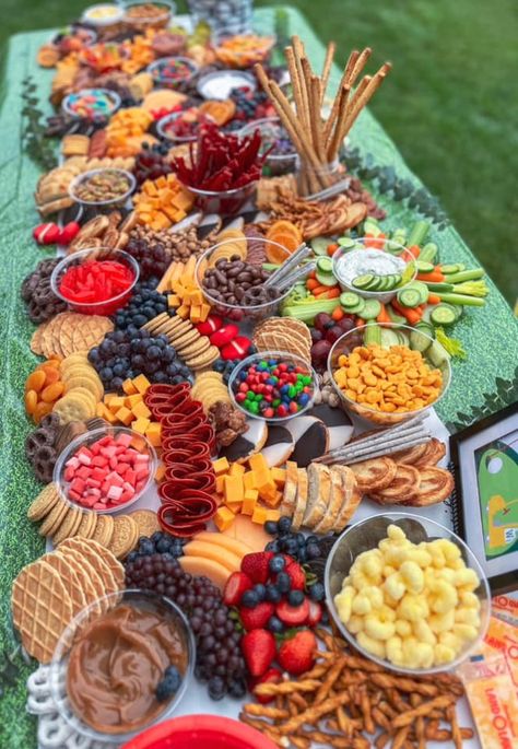 Kids-only grazing table for the... - Fancy Snacks Charcuterie Grazing Board For Kids, 1st Birthday Platter Ideas, Candy Grazing Table, Snack Grazing Table, Fun Grazing Table, Kids Buffet Ideas, Grazing Food Ideas, Kids Party Charcuterie Board, 1st Birthday Grazing Table