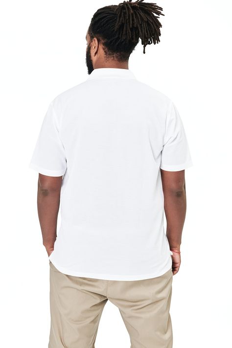 Men's white polo shirt mockup model facing backward | premium image by rawpixel.com / Teddy Polo Shirt Mockup, African American Man, Png Clothes, Man Shirt, White Polo Shirt, Model Face, Man Images, White Polo, Black Man