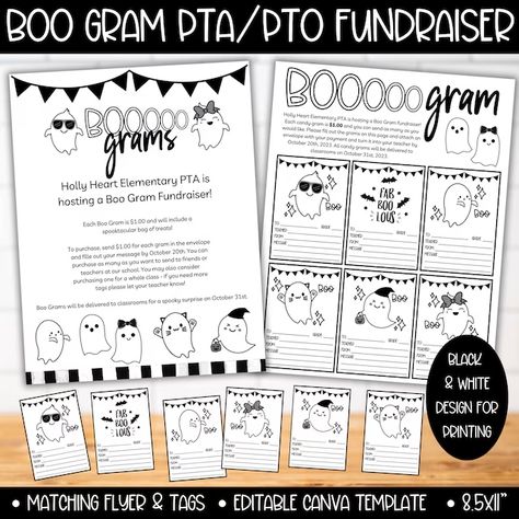 HelloRainbowPrints - Etsy Boo Bag Fundraiser, Boo Grams Fundraiser, School Fundraiser Ideas, Boo Gram, Boo Grams, Pto Flyers, Pta Ideas, Boo Boo Bags, Staff Morale