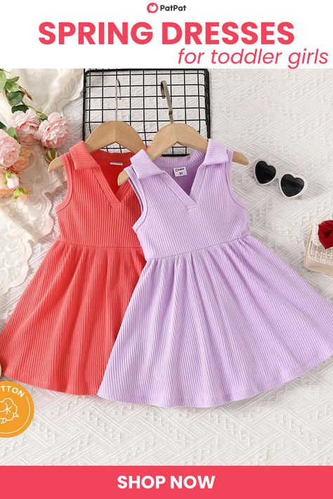 This soft and comfortable tank top dress for toddlers is an effortlessly cute outfit for spring. Available in purple and peach, this colorful dress is perfect for Easter celebrations, school, spring activities, and more. Pair it with a jean jacket for cooler spring days. Shop these toddler dresses and more at patpat.com Toddler Girl Spring Outfits, Toddler Girl Outfits Spring, Purple And Peach, Girls Spring Outfits, Outfit For Spring, Toddler Dresses, Sewing Tutorials Clothes, Colorful Dress, Spring Activities