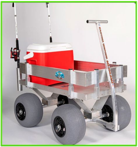 Beach Wagon Diy, Fishing Cart, Pull Wagon, Aluminum Fabrication, Big Kahuna, Beach Wagon, Beach Cart, Rod Rack, Aluminum Decking