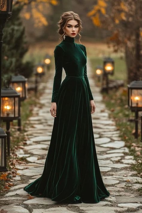 50+ Long Wedding Guest Dresses for Fall - Elegant Gowns That Complement the Season - From The Guest Room Green Winter Wedding Dress, Formal Long Gown For Wedding Guest, Formal Winter Wedding Guest Outfit, Winter Dresses For Wedding Guest, Winter Guest Wedding Dress, Outdoor Winter Wedding Outfit Guest, Formal Winter Wedding Guest Dress, Wedding Guest Looks Winter, December Wedding Guest Outfit