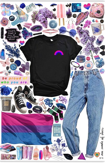 Bi Flag Outfit, Bi Pride Aesthetic Outfit, Simple Pride Outfit, Bi Pride Outfit Ideas, Bi Girl Aesthetic Outfit, Bisexual Outfits Aesthetic, Pride Aesthetic Outfits, Bisexual Aesthetic Outfit, Bi Pride Outfit