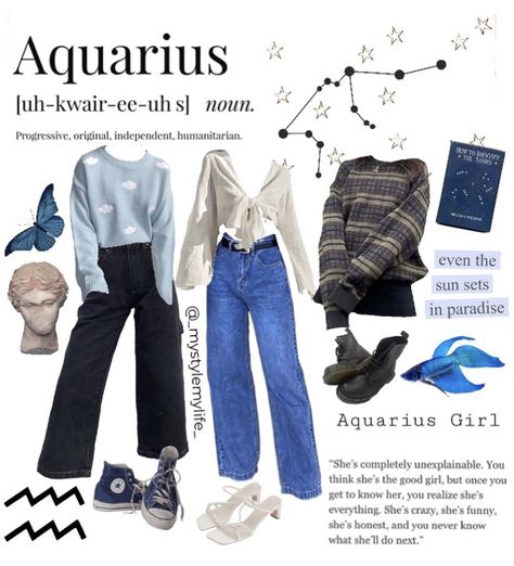 How To Dress Like Your Venus Sign Aquarius, Venus Sign Aquarius Style, Aquarius Looks, Aquarius Style Aesthetic, Aquarius Dressing Style, Venus In Aquarius Outfit, Aquarius Venus Fashion, Aquarius Outfit Ideas, Aquarius Venus Aesthetic Style