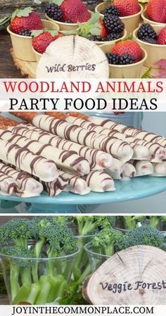 Animal Party Food Ideas, Animal Party Food, Woodland Party Food, Woodland Animal Party, Woodland Creatures Birthday, Woodland Baby Shower Food, Woodland Creatures Party, Zelda Party, Woodland Animals Party