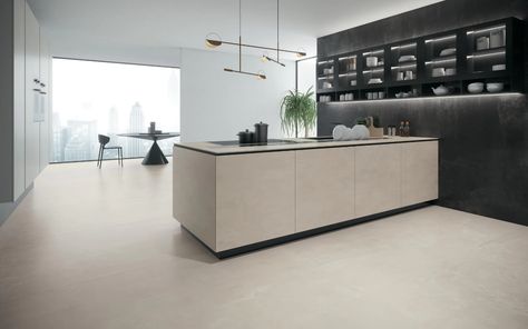 Porcelain kitchen countertop | Atlas Concorde Porcelain Tiles Kitchen, Current Interior Design Trends, Modular Tile, Atlas Concorde, Tile Projects, Kitchen Floor Tile, Decoration Originale, Porcelain Flooring, Unique Kitchen