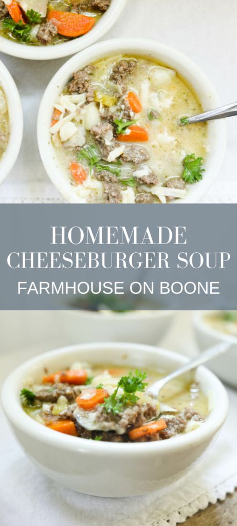 Healthy Cheeseburger Soup, Easy Cheeseburger Soup, Healthy Cheeseburger, Cheeseburger Soup Recipe, Postpartum Meals, Farmhouse On Boone, Homemade Cheeseburgers, Salty Food, Cheese Burger Soup Recipes