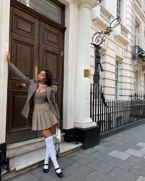 Daphne Blunt | call me sherlock 🐇☁️✨🎩🌼🫧🫖 | Instagram Thigh High Socks Outfit Aesthetic, Thigh High Socks And Skirt, Knee High Socks Outfit Aesthetic, White Knee High Socks Outfit, Outfits With Thigh High Socks, Thigh Highs And Skirt, Thigh High Socks Outfit, Knee High Socks Outfit, High Socks Outfits