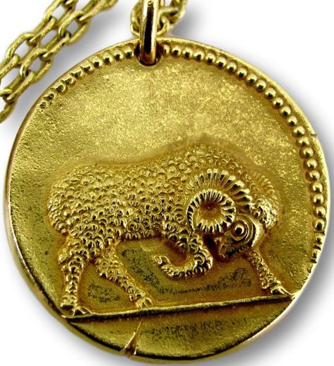 Van Cleef & Arpels Gold Zodiac Aries Necklace French Circa 1970 - Kimberly Klosterman Jewelry Aries Jewelry, Aries Pendant, Aries Necklace, 1970s Jewelry, Zodiac Aries, Van Cleef And Arpels, Zodiac Pendant, Aries Zodiac, Van Cleef Arpels