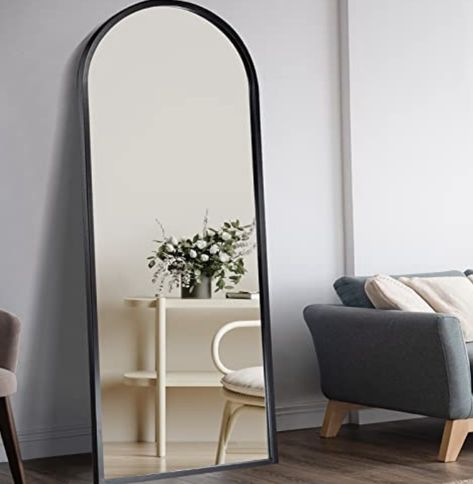 Rounded Top Mirror, Round Long Mirror, Long Length Mirror, Full Body Mirror Bedroom, Black Floor Mirror, Bedroom 2023, Bedroom Decorating Tips, Long Mirror, Full Body Mirror