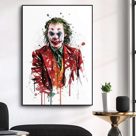 2019 Joker Movie Abstract Watercolor Poster Canvas Painting Prints Wall Art Pictures for Bar Cafe Home Kids Room Decor Unframed 2019 Joker, Joker Canvas, Joker Movie, Types Of Art Styles, Cafe Wall Art, Watercolor Poster, Nordic Wall Art, Nordic Art, Cafe Wall