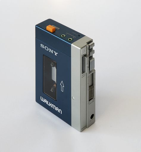 The metal-cased blue-and-silver Walkman TPS-L2, the world's first low-cost portable stereo, went on sale in Japan on July 1, 1979. In June 1980, it was introduced in the U.S. Sony Walkman, Peter Quill, Perks Of Being A Wallflower, Wallpaper Free, Vintage Electronics, Guardians Of The Galaxy, Retro Design, Vintage Design, Industrial Design