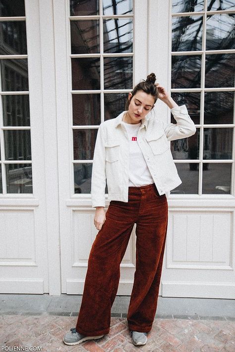 Styling corduroy in 3 ways Cord Trousers Outfit, Wide Leg Corduroy Pants Outfit, Corduroy Trousers Outfit, Trousers Outfit Winter, Corduroy Fashion, Red Pants Outfit, Corduroy Pants Outfit, Corduroy Leggings, Pants Outfit Fall