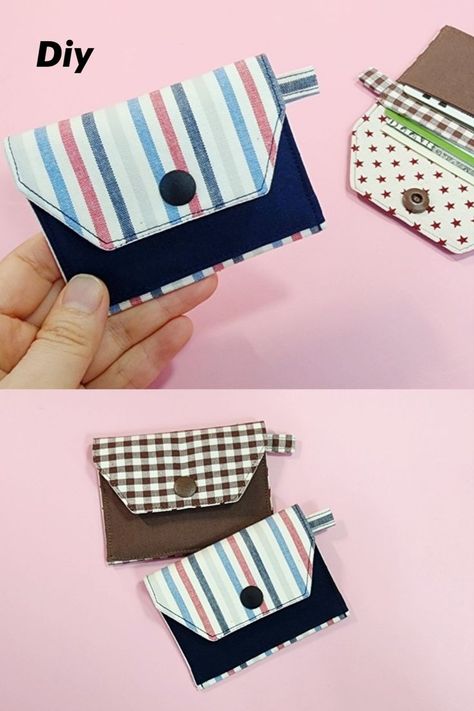 Credit Card Wallet Pattern, Diy Fabric Purses, Diy Wallet Pattern, Card Wallet Pattern, Credit Card Pouch, Wallet Sewing Pattern, Sew Wallet, Purse Sewing Patterns, Wallet Tutorial