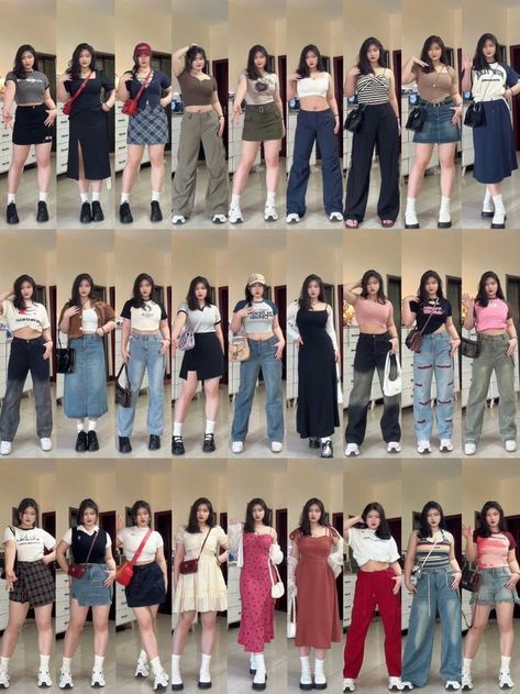 Midsize Korean Outfits, Casual Outfits Chubby, Chubby Outfit Ideas Summer, Chubby Fashion Outfits Casual, Chubby Summer Outfits, Chubby Fashion Outfits Korean, Outfit For Chubby, Midsize Casual, Chubby Outfits