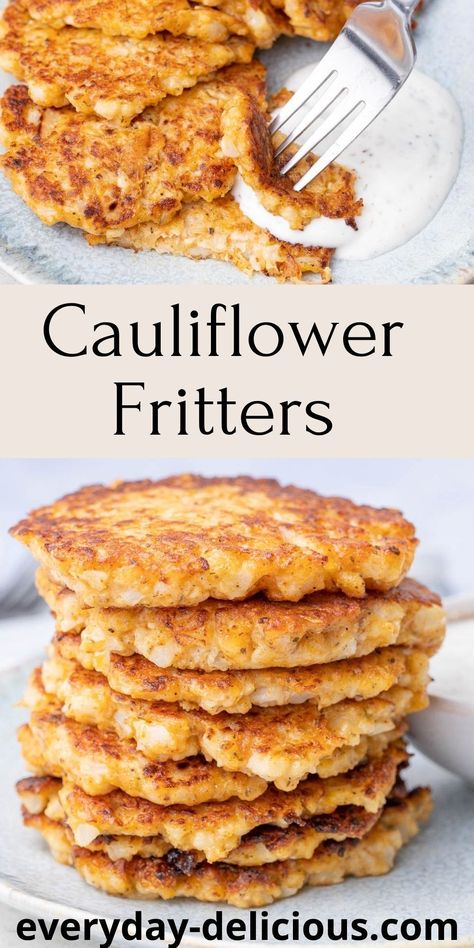 If you’re wondering what to do with leftover cauliflower, these cauliflower fritters are the answer! They are cheesy, perfectly spiced, quick, and easy. They make a great snack or a meatless lunch. Cheesy Cauliflower Patties, Leftover Cauliflower, Cauliflower Recipes Low Carb, Meatless Lunch, Cauliflower Cakes, Cauliflower Patties, Cauliflower Fritters, Potato Fritters, Steamed Cauliflower