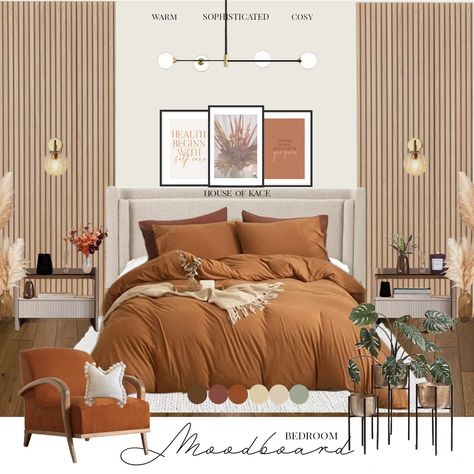 Burnt orange, brown and beige with a hint of greenery = Warm, Sophisticated and Cosy. Bathroom With Burnt Orange Accents, Master Bedrooms Decor Burnt Orange, Burnt Orange And Neutral Bedroom, Orange Brown Cream Bedroom, Rust Colored Bed, Burnt Orange Duvet Cover Color Schemes, Bedroom Decor Orange Accents, Bedroom Inspirations Burnt Orange, Guest Bedroom Ideas Burnt Orange