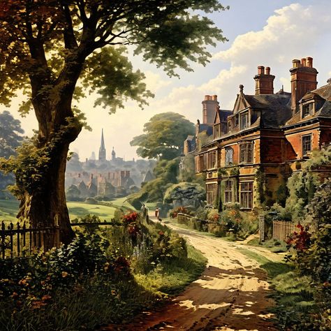 The picturesque countryside of London in the late 1800's. A ... by DIYspot - Playground Nyc Aesthetic Wallpaper, London 1800, Art Is Dead, Countryside Art, British Countryside, Fantasy Setting, Historical Art, British Art, Fantasy Landscape