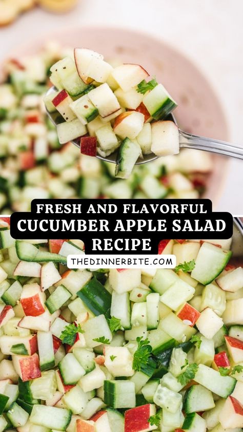 Apple Watermelon Salad, Quick Side Salad, Simple Homemade Dressings For Salads, Apple Cider Vinegar Cucumber Salad, Fresh Veggie Salad Recipes, Cucumber Balsamic Salad, Light Vegetable Side Dishes, Salad Recipe For Party, Side Dishes With Cucumbers