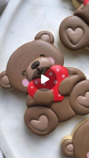 Sonja on Instagram: "So beary cute 🐻
.
Are you ready for Valentine's tomorrow??
.
I made the cutter 🥰

.
#cookiedecorating #cookiedecorator #cookievideo #cookiereel #love #lovecookie #heartcookie #heart #sugarcookiedecorating #sugarcookiemarketing #sugarcookiesofinstagram #sugarcookievideo #sugarcookiereel #royalicingvideo #royalicingreel #royalicingcookies #royalicing #decoratedsugarcookies #decoratedcookies #decoratedvalentinecookies #decoratingreel #valentinesday #valentines #valentine #valentinecookies #bearcookie #bear" Bear Sugar Cookies, Bear Cookies Royal Icing, Christmas Bear Cookies, Christmas Bear Cookies Decorated, Bee Mine Valentine Cookies, Cookie Hacks, Cookie Videos, Bear Cookies, Heart Cookies