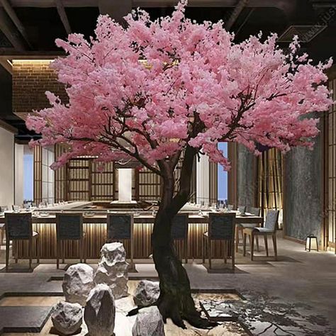 Texas Apartment, Blossom Tree Wedding, Japanese Cherry Blossom Tree, Artificial Cherry Blossom Tree, Blossom House, Cherry Blossom Theme, Tree Interior, Japanese Cherry Tree, Wisteria Tree