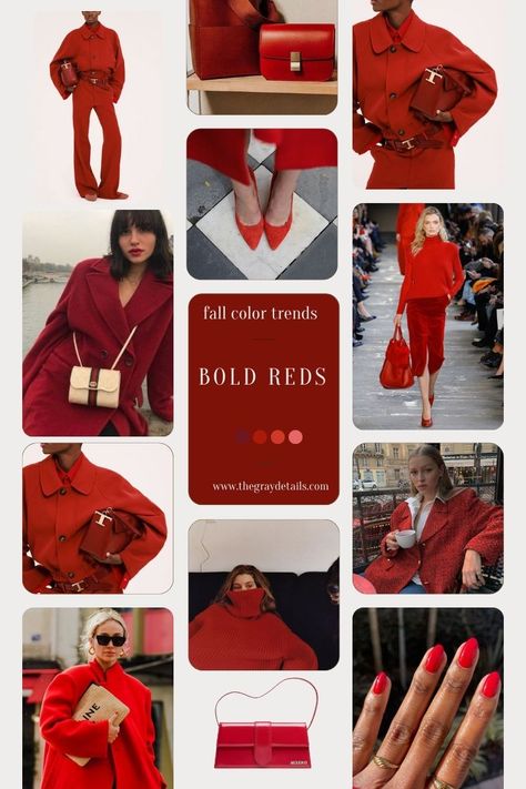 Red Fall Fashion Trends Red Color Trend 2023, Red Trend Fall 2023, Red For Fall 2023, Fall 2023 Fashion Trends Red, Red Fashion Trend 2023, Fall Winter 2023/2024 Fashion Trends, 90s Chola Fashion, Color Trends 2023, Grey Dress Outfit