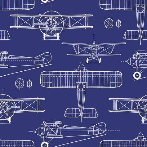 Aviation Design, Airplane Drawing, Airplane Print, Aviation Decor, Textile Wallpaper, Thai Pattern, Vintage Airplane, Window Cling, Vintage Airplanes