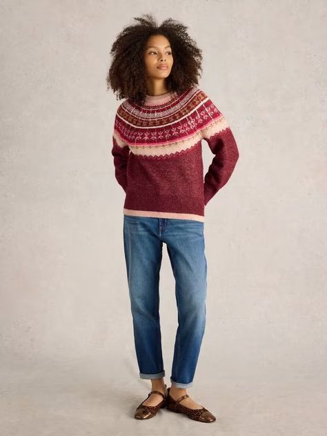 Fairisle Jumper, Denim Workwear, Sportswear Fashion, Fair Isle Pattern, White Stuff, Sleek Fashion, Neck Pattern, Skirted Swimwear, Relaxed Style