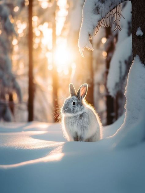 Snow Rabbit, Winter Landscape Photography, Snow Animals, Reflection Photos, Snow Pictures, Snow Photography, Winter Images, Winter Painting, Winter Animals