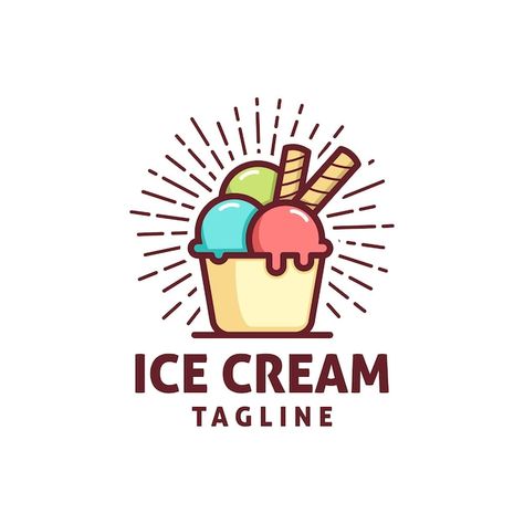 Ice cream logo template | Premium Vector #Freepik #vector #sorbet #vanilla-ice-cream #gelato #ice-cream-cartoon Foodies Logo, Gelato Logo, Ice Cream Logo Design, Logo Ice Cream, Shop Reference, Organic Ice Cream, Ice Cream Logo, Cat Ice Cream, Ice Cream Companies