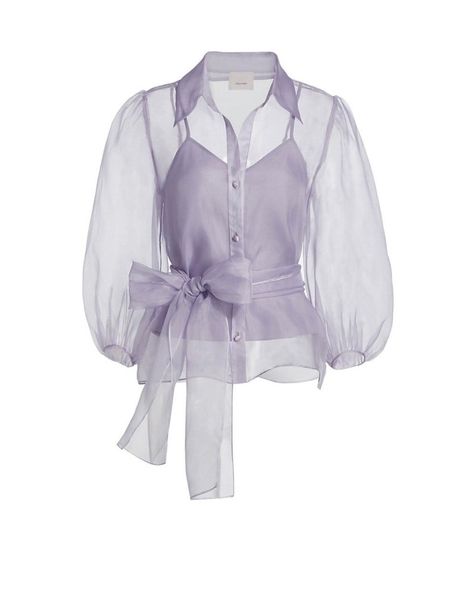 Elegant long sleeve organza blouse. Transparent organza image 2 Organza Tops, Organza Jacket, Organza Shirt, Organza Blouse, Organza Top, Cinq A Sept, Organza Fabric, Satin Top, Sheer Blouse