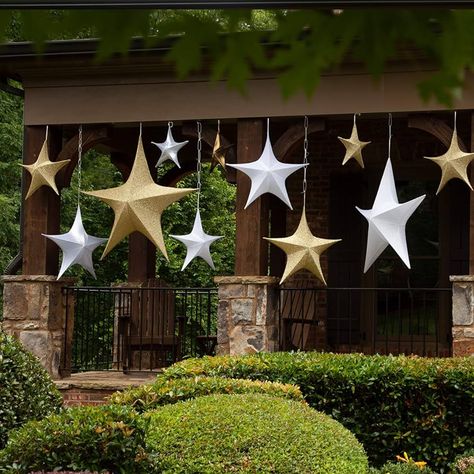 Amazon.com: Hanging Star Decoration, Christmas Decoration Star Decoration Party, 4th of July Star Home Decorations, Ultra Lightweight, Fabric Covered, Fold Flat Metal Frame (60 Inch, White Metallic Mesh) : Home & Kitchen Christmas Window Display Home, Space Vbs, Christmas Decoration Party, Christmas Window Display, Window Display Design, Hanging Stars, Metallic Mesh, Christmas Stars, Gold Theme