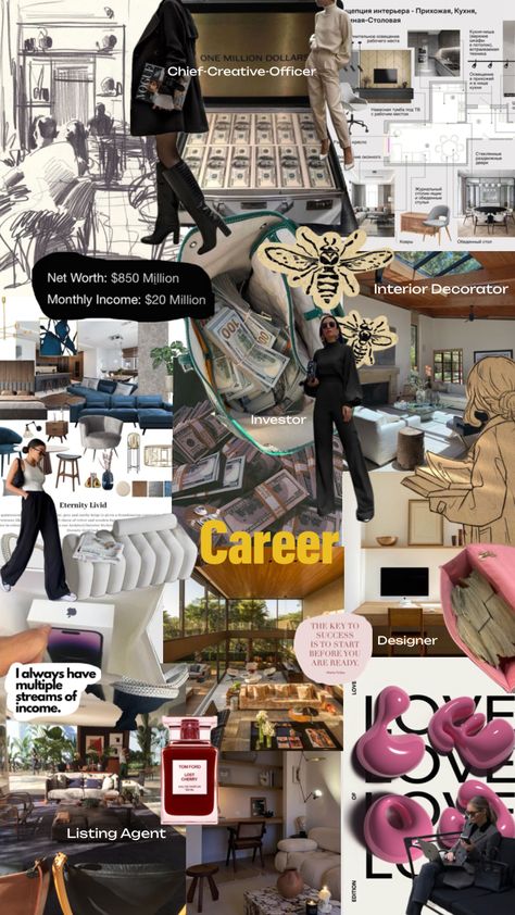 My vision board for my career. To be filthy rich and successful in design and to be one of the best chief-creative-officer. Rich And Successful, My Vision Board, Filthy Rich, My Career, In Design, Vision Board, Career, Design