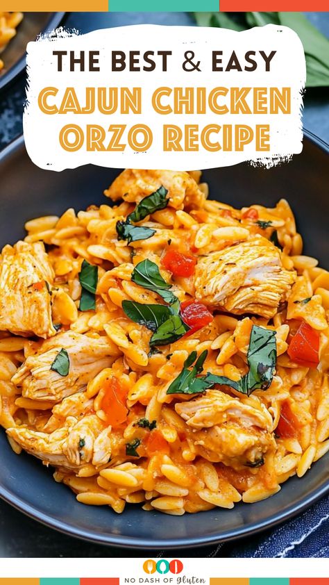 Cajun Chicken Orzo Recipe Cajun Foods Recipes, Cajun Crockpot Chicken, Cajun Chicken Orzo Recipes, Cajun Orzo Recipes, Chicken Orzo Recipes Healthy, Orzo Chicken Recipes, Chicken Thigh Meals, Chicken And Orzo Recipes, Chicken Orzo Recipes