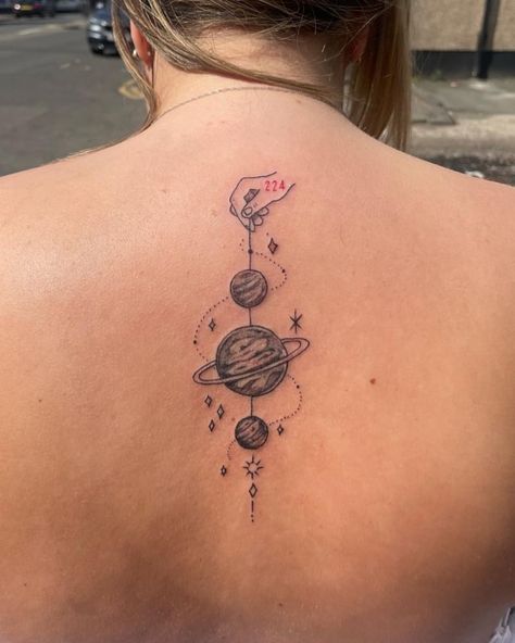 Forgot to post this one from last week 🥰 . . . . . #wykindlytattoos #tattooapprentice #tattoo #motherwell #scotland #tattooshop #motherwelltattooshop #wonderlandtattoosmotherwell #planettattoo #planets Planets Tattoo, Thigh Tat, Universe Tattoo, Planet Tattoos, Tattoo Apprentice, Spine Tattoos, Tattoo Shop, Planets, Tatting