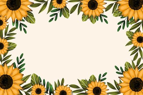 Sunflower Border, Sunflower Drawing, Vector Frame, Sunflower Wallpaper, Border Designs, Desktop Wallpapers, Frame Set, Border Design, Eid Mubarak