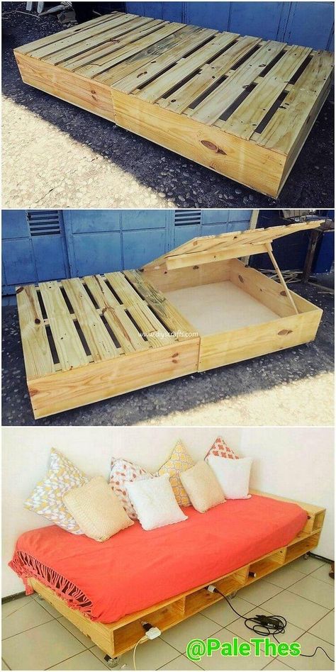 Simple Wood Bed Frame, Bedroom Bed Frame, Diy Bed Frame Easy, Practical Bedroom, Wood Pallet Bed Frame, Pallet Projects Bedroom, Wood Pallet Beds, Diy Wood Pallet, Pallet Bed Frame